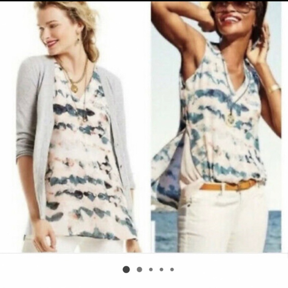 Cabi Gelato Watercolor
Sleeveless Top Blouse Pink Teal Size S